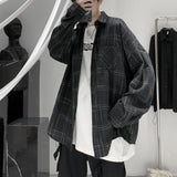 Threebooy Long Sleeve Plaid Shirt Men's casual Shirt high quality shirts men clothing japanese streetwear fashion The new listing