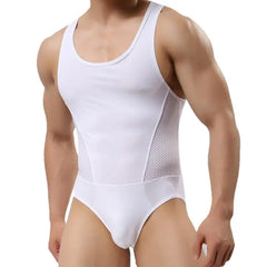 Threebooy Breathable Mesh Bodysuits Men Shapers Leotard Male Body Building Singlet Underwear Shapewear for Men Vest