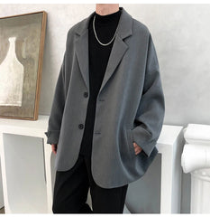 Threebooy  British-style Blazers Men Leisure Trendy Loose Suit Jackets Male Retro Daily Ins Streetwear All-match Simple Korean Suit-tops