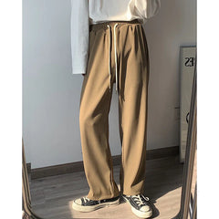 Threebooy Men Straight Casual Cargo Pants Loose Elastic Waist Drawstring Baggy Joggers Sweatpants Streetwear Black/khaki Trousers