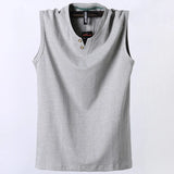 Threebooy Pure Cotton Classic Tank Tops Men Sleeveless Tank Shirt Solid Color V-Neck Tees All-match Tees Button Sweatshirts Tank Men 5XL