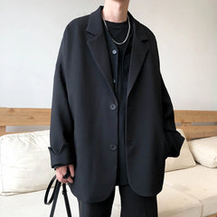 Threebooy  British-style Blazers Men Leisure Trendy Loose Suit Jackets Male Retro Daily Ins Streetwear All-match Simple Korean Suit-tops