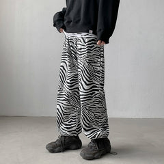 Threebooy Youth Streetwear Black Pants Men Joggers Mens Straight Harem Pants Men Korean Hip Hop Trousers Plus Size Zebra pants