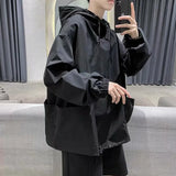 Threebooy Mens Hooded Jacket Autumn Winter Casual Hoodie Solid Color Man Jackets Long Sleeve Japanese Streetwear Men Clothing