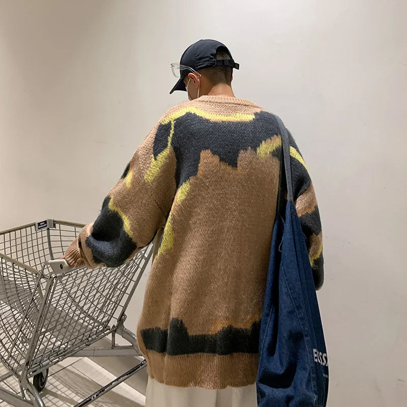 Threebooy Autumn winter thickened sweater men's Korean version trend loose knit winter ins lazy sweater coat