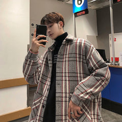 Threebooy Plaid large jacket men's coat spring autumn new fashion Plaid loose top trend large winter military jackets fall Genuine