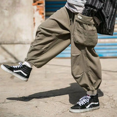 Threebooy Y2k Baggy Cargo Pants 100% Cotton Joggers Streetwear Ankle-Length Casual Harem Long Trousers Men Wide Leg Oversize New