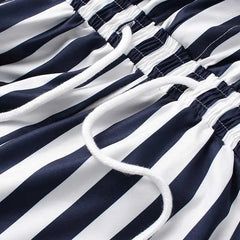 Threebooy  Men's Striped Romper Shorts Fashion Casual Playsuit Short Sleeve Button-down Shorts Lapel Jumpsuit Drawstring Streetwear S-3XL