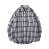 Threebooy Autumn Plaid Shirt Men's Fashion Retro Casual Shirt Men Streetwear Wild Loose Long Sleeve Shirts Mens Large Size M-5XL