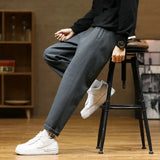 Threebooy Autumn/Winter Woolen Pants Men warm Fashion Retro Multicolor Casual Pants Mens Streetwear Loose Korean Straight Trousers Mens