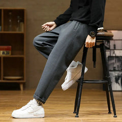 Threebooy Autumn/Winter Woolen Pants Men warm Fashion Retro Multicolor Casual Pants Mens Streetwear Loose Korean Straight Trousers Mens