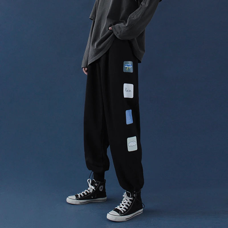 Threebooy Strange taste casual pants autumn and winter Korean students' slim and versatile loose straight HIP HOP  wide leg sports pants