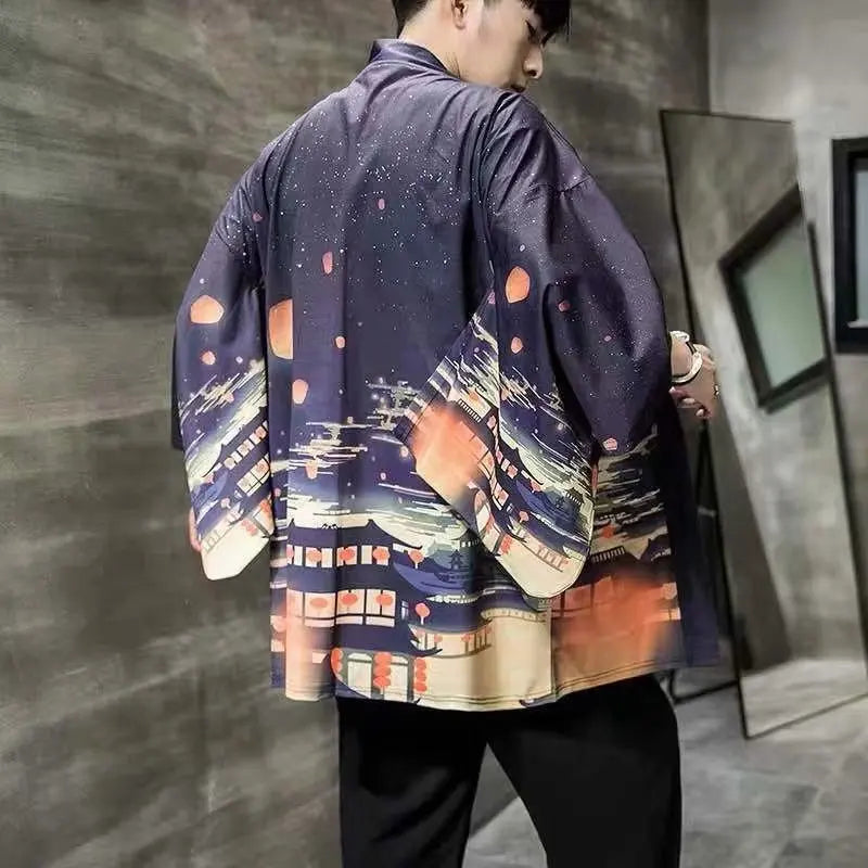 Threebooy Hanfu male student ancient costume ancient style big sleeve scholar summer male Chinese fashion cardigan harajuku shirts