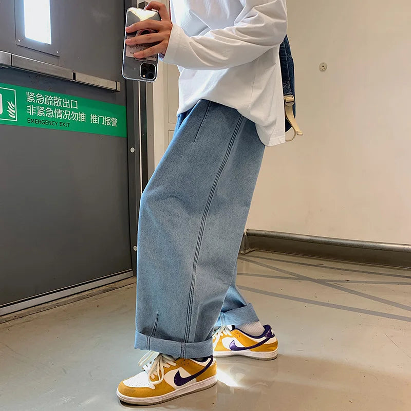 Threebooy Baggy Denim Pant Men Loose Straight Wide Leg Jeans Men's Women's Streetwear Skateboard Hip Hop Casual Trousers Oversized 2XL