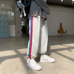 Threebooy Men's Striped Printing Casual Pants Fashion Harem Pants Hip Hop Trousers Streetwear Loose Joggers Sweatpants Size M-5XL