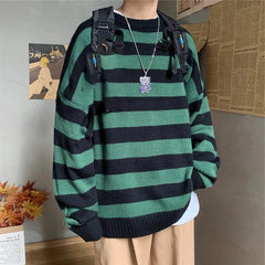 Threebooy Winter Knitted Sweater Men Striped Sweaters O-Neck Pullover Male Harajuku Oversized Sweaters Women Couple Hip Hop Jumper