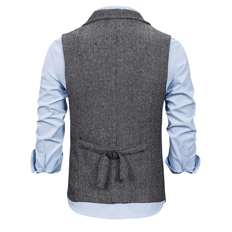 Threebooy Autumn Business Vest Men's Clothing Male Lapel Casual Men Suit Vest With Pockets Vest Outerwear Chaleco Hombre