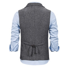 Threebooy Autumn Business Vest Men's Clothing Male Lapel Casual Men Suit Vest With Pockets Vest Outerwear Chaleco Hombre