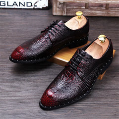 Threebooy  Men's  Dress Shoes Lace-Up Wedding Party Shoes Mens Business Office Flats Plus Size Men Fashion
