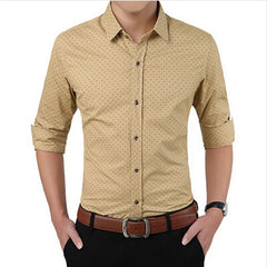 Threebooy  New Autumn Fashion Brand Men Clothes Slim Fit Men Long Sleeve Shirt Men Polka Dot Casual Men Shirt Social Plus Size M-5XL