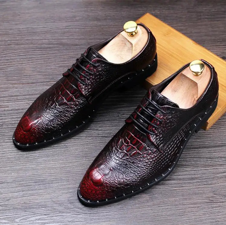 Threebooy  Men's  Dress Shoes Lace-Up Wedding Party Shoes Mens Business Office Flats Plus Size Men Fashion