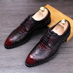 Threebooy  Men's  Dress Shoes Lace-Up Wedding Party Shoes Mens Business Office Flats Plus Size Men Fashion