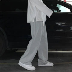 Threebooy  Summer Casual Pants Men Fashion Gray Black White Wide-leg Pants Men Streetwear Loose Straight Sweatpants Mens Joggers Trousers
