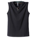 Threebooy Pure Cotton Classic Tank Tops Men Sleeveless Tank Shirt Solid Color V-Neck Tees All-match Tees Button Sweatshirts Tank Men 5XL