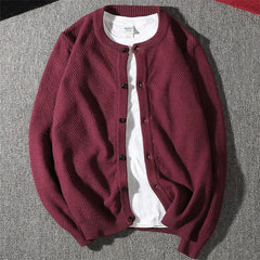 Threebooy Casual Men Sweatercoat Autumn Knit Cardigan Solid Color Korean Style Fashion Streetwear Wild Male Slim Tops Knitwear