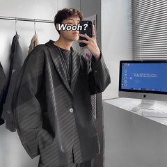 Threebooy Korean-style Men Casual Blazers Male One Button Suit Jackets Daily Business Streetwear All-match Simple Suit-tops