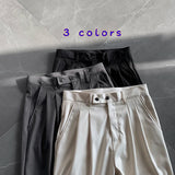 Threebooy Men's Fashion Wide Leg Pants Male Leisure Casual Pants High-quality Grey/black/Rice White Color Loose Trousers Plus Size S-XL