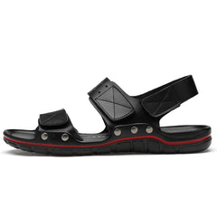 Threebooy  Summer Men Leather Casual Sandals Plus Size 50 Outdoor Black Walking Soft Luxury Shoes Sandalias Hombre New Fashion