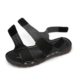 Threebooy  Summer Men Leather Casual Sandals Plus Size 50 Outdoor Black Walking Soft Luxury Shoes Sandalias Hombre New Fashion