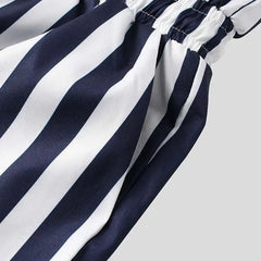 Threebooy  Men's Striped Romper Shorts Fashion Casual Playsuit Short Sleeve Button-down Shorts Lapel Jumpsuit Drawstring Streetwear S-3XL