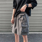 Threebooy Summer fashion brand Multi Pocket tooling shorts men's straight loose wide leg versatile trend fashionable cotton streetwear