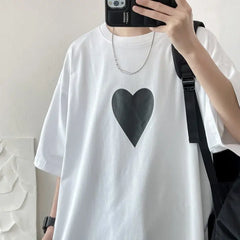 Threebooy Summer Men's Fashion Short Sleeve T-shirt Simple Loose Mens Printing T Shirt Top Quality Round Collar White/black Tshirts