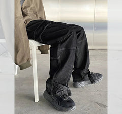 Threebooy Men Wide Leg Jeans Mens Spring cargo pants Hip Hop Streetwear New Loose Straight Baggy Denim Pants Male work jeans