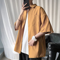 Threebooy Men's Solid Color Shirts 2024 Fashion Woman Short Sleeve Shirt Casual Oversize Tops Male Clothing Korean Streetwear Shirt