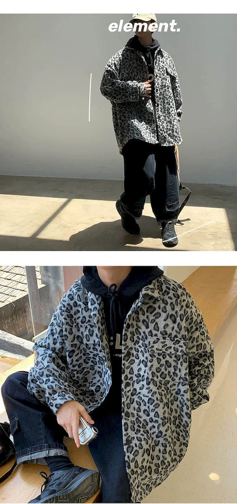 Threebooy Retro leopard print casual jacket men's autumn spring Korean trend handsome elegant temperament high street coat cool streetwear