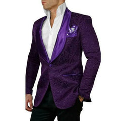 Threebooy  Men Jacquard Paisley Suit Slim Fit Tailor Made Blazer Groom Tuxedo Prom Wedding Groom Groomsman Suit