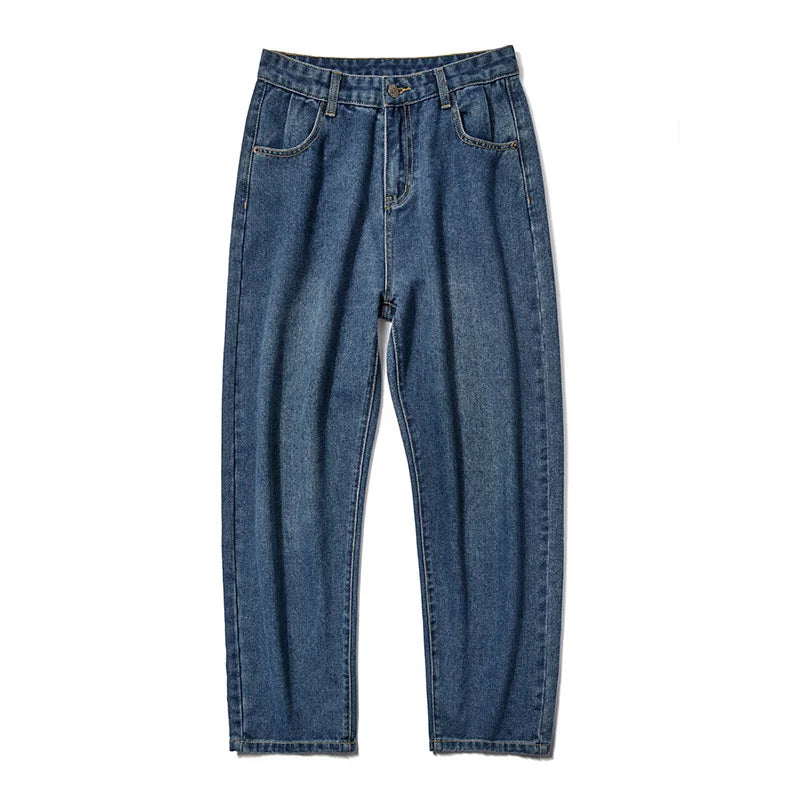 Threebooy  Wide legs Jeans Men Fashion Retro Solid Color Casual Straight Jean Pants Mens Streetwear Hip Hop Denim Pants Mens Trousers M-3XL