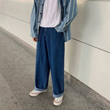 Threebooy Men Wide Leg Jeans Loose Straight Baggy Denim Pant Men's Women's Streetwear Skateboard Pants Oversized Hip Hop Casual Trousers