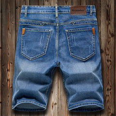 Threebooy  Summer Men's Slim Denim Shorts Business Casual Fashion Loose Stretch All-Match Jeans Male High-End Brand Five-Point Pants