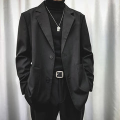 Threebooy Men's Leisure Blazers High Quality Slim Fit Suit Jacket Loose Coat Fashion Outerwear Black Western Clothes Plus Size S-2XL