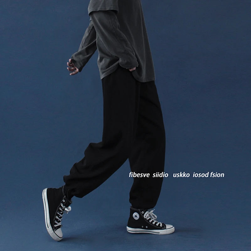 Threebooy Strange taste casual pants autumn and winter Korean students' slim and versatile loose straight HIP HOP  wide leg sports pants