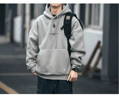 Threebooy High Quality Thin Fleece Hoodie Japanese Streetwear Hip Hop Sweatshirt Men Clothing Korean Couple Pullover Harajuku Coat