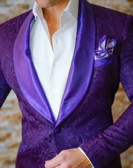 Threebooy  Men Jacquard Paisley Suit Slim Fit Tailor Made Blazer Groom Tuxedo Prom Wedding Groom Groomsman Suit