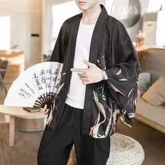 Threebooy Hanfu male student ancient costume ancient style big sleeve scholar summer male Chinese fashion cardigan harajuku shirts