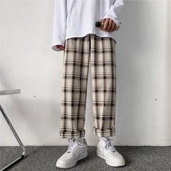 Threebooy Men's Streetwear Fashion Trend Trousers Baggy Cargo Casual Pants Lattice Printing High-quality Jogger Sweatpants S-2XL