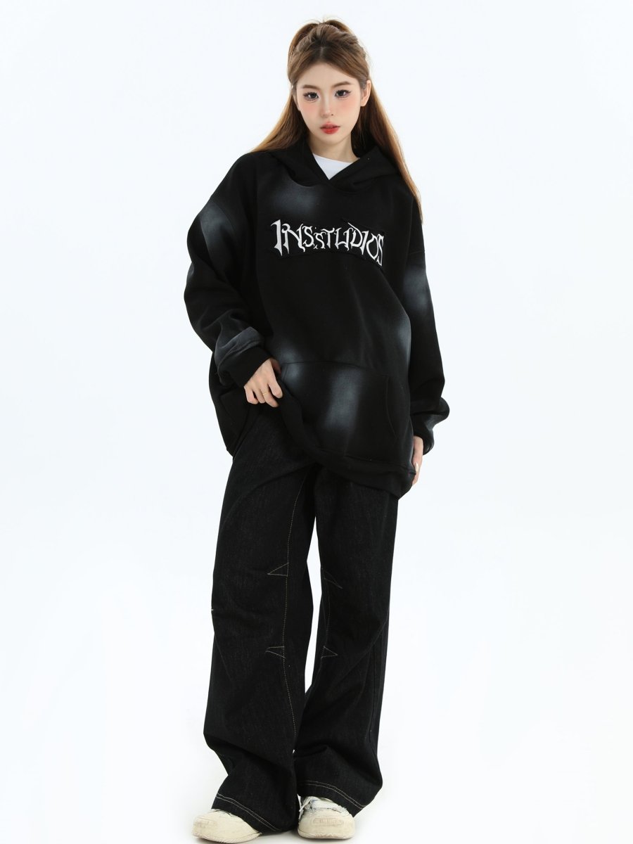 Threebooy [INSstudios] Spray Paint Logo Loose Hoodie na1634